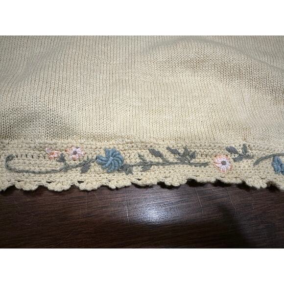 VTG Crochet Knit Cottage Granny Sweater Vest Women 3X 90s Floral Fairy Grunge - Picture 7 of 12